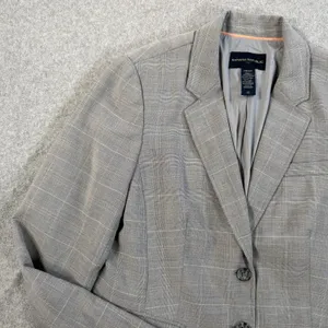 Banana Republic Women's Size 12 Gray Plaid Stretch Blazer Jacket Career Workwear thumbnail 3