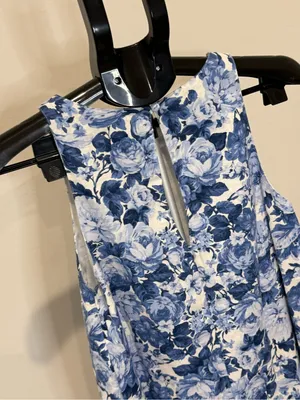 Abercrombie & Fitch Blue Floral Linen Blend Shift Dress XS thumbnail 5