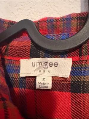 Umgee Red Plaid Long Sleeve button up Shirt Dress small thumbnail 2