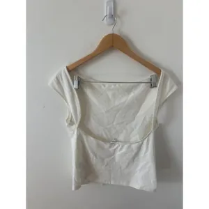 Reformation Ivory Organic Cotton Low Open Back Cap Sleeve Top Large thumbnail 2