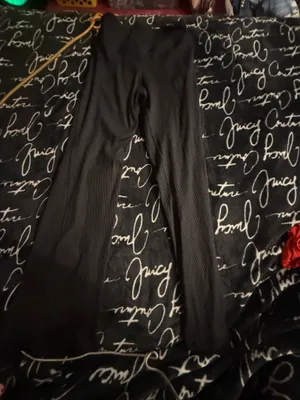 Aeropostale Flare Black Ribbed High-Rise Leggings thumbnail 1