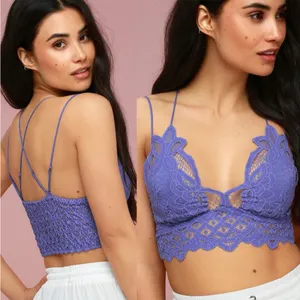 NWT Free People Intimately Adella Lace Bralette Lavender Size Medium thumbnail 3