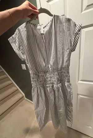 Striped smocked-waist midi dress thumbnail 6