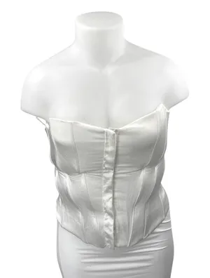 Zara Women's White Sleeveless Strapless Bandeau Corset Crop Tank Tube Top Sz XL thumbnail 1