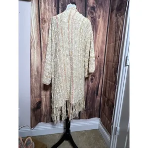 Free People fringe knit Duster Poncho Lucia Size Small Boho Festival Cardigan thumbnail 10