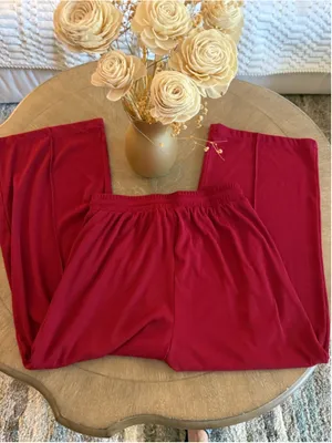 Women's Unbranded Red Ribbed Wide Leg Pants M thumbnail 7