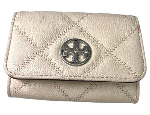 Tory Burch Willa quilted leather card case cream wallet luxury designer thumbnail 1