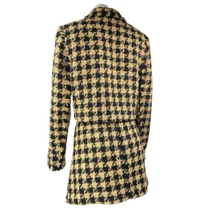 House of Harlow 1960 Yellow Black Gingham Long Sleeve Blazer Skirt 2 Pc Set S/M thumbnail 3