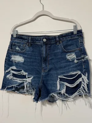 AE Mom Shorts Size 14 Denim Dark Wash Stretch American Eagle thumbnail 3