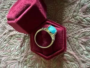 Sterling Silver Blue Oval Gemstone Ring size 8 thumbnail 2