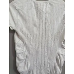 ATHLETA White V Neck‎ Short Sleeve Seamless Knit Athletic Top Women Size S thumbnail 4