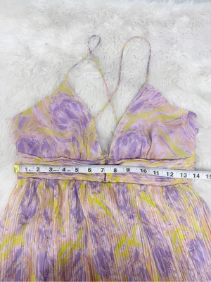 ASTR Minari Pleated Floral Maxi Dress Medium Purple Wedding Guest Garden Party thumbnail 13