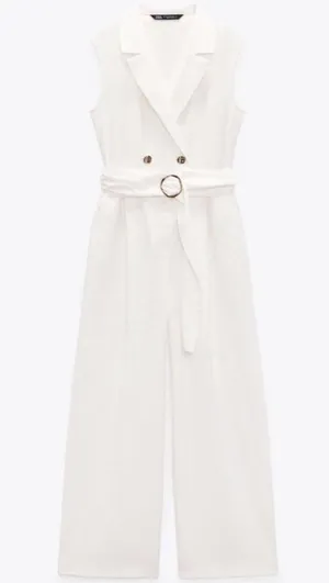 Zara off-white Belted Wrap Jumpsuit BLOGGERS FAV! NWT thumbnail 10
