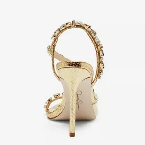 Jessica Simpson Jaycin Metallic Embossed Jewel Embellished Dress Sandals, Size 9 thumbnail 2