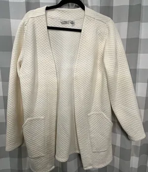 L.L. Bean Women's Cream Quilted Cardigan thumbnail 1