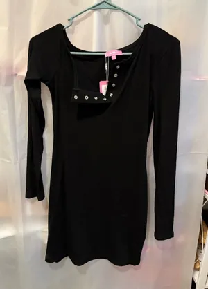 Edikted Black Long Sleeve Mini Dress Size M NWT thumbnail 1