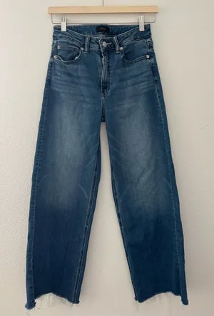 Quince Bella stretch wide leg jeans in twilight fray thumbnail 1