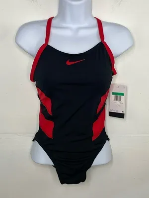 Nike Swim Hydrastrong Black and Red Swimsuit size 4 new with tags thumbnail 1