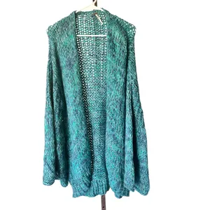 Free People Women's Oversized Ocean Blue Chunky Cardigan thumbnail 2