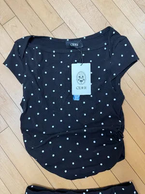 Cider Polka Dot Boat Neck Ruched Tee & Mini Skort Set NEW NWT Size small thumbnail 5