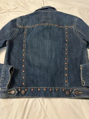 Polo Jeans Co. by Ralph Lauren Dark Blue Vintage Studded Denim Jacket - Size M thumbnail 6