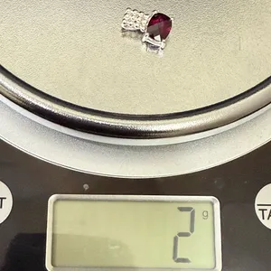 925 Sterling Silver Red Gemstone Garnet Cushion Cut Pendant 2g. thumbnail 9