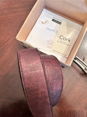 Women's brown Cork Belt with Silver Buckle thumbnail 2