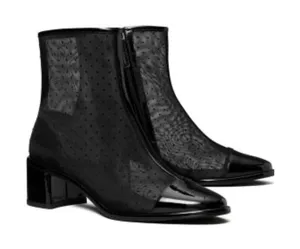 Tory Burch Polka-Dot Mesh Cap-Toe Ankle Booties, Black, Size 8, NWT no box. thumbnail 1