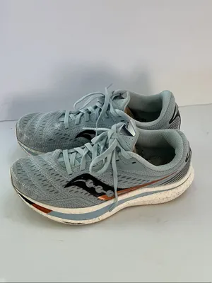 Saucony Women's Light Blue Athletic Running Shoes with Black and Rust Accents thumbnail 4