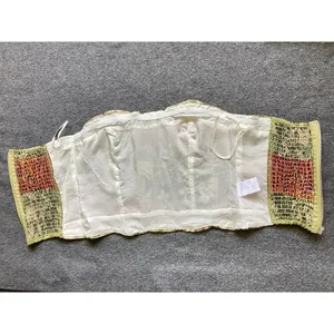 Floral Corset Top Bustier Ivory Green Pink Botanical Print Boned Sweetheart‎ thumbnail 3