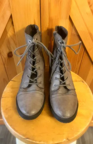 Maurice's Gray Brenda Lace Up Combat Boots Size 8.5 thumbnail 2