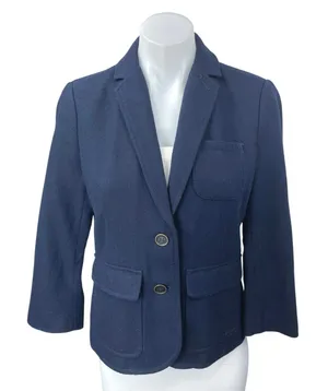 Abercrombie & Fitch Women's Blue Wool Notch Collar Button Blazer Coat Jacket M thumbnail 1