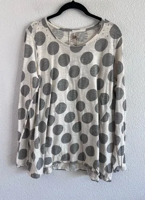 NWT Magnolia Pearl Dylan Go Go Dot Cotton Jersey Distressed Oversized OS thumbnail 1