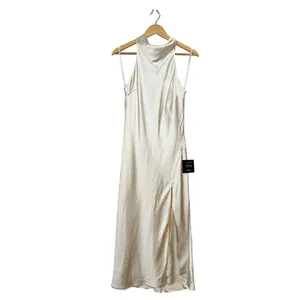 Lulus Exceptional Status Midi Dress Womens Medium Cream Halter Backless Slip NWT thumbnail 4