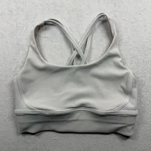 Lululemon Energy Longline Ribbed Sports Bra Women’s Size 8 White Medium Support thumbnail 1