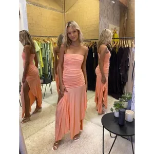 HOUSE OF CB Ivana Gathered Asymmetric Dress in Apricot Size Medium thumbnail 2