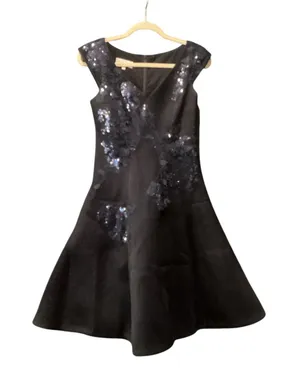 rickie freeman teri jon a line navy sleeveless floral sequin Mini dress 2 thumbnail 1