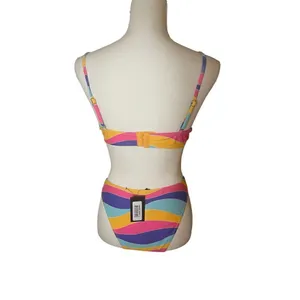NWT Foreplay 2piece Bikini Set Multi Color Size L Vacation Pool Beach underwire Pink Size L thumbnail 9