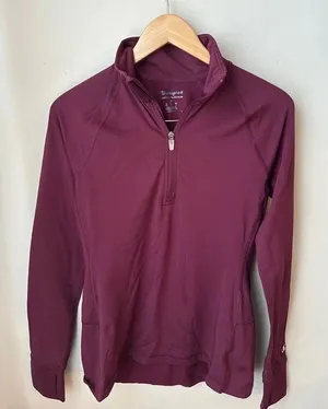Champion Purple High Low Quarter Zip Running Pullover Medium thumbnail 1