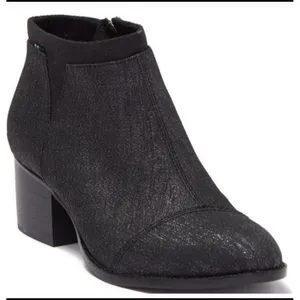 Toms Loren Shimmer Metallic Black Crackle Boots Booties Size‎ 8.5 thumbnail 1