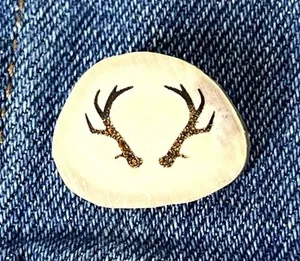 Handmade Real Deer Antler Engraved Pin thumbnail 1