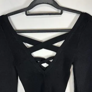 Free People Women's Bodycon Peephole Black‎ Pullover Sweater Viscose Medium Boho thumbnail 9
