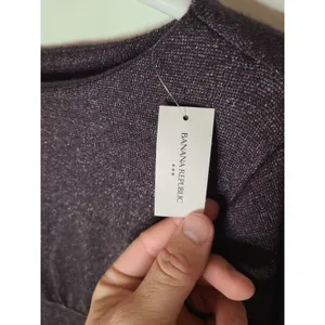 Banana Republic Shirt Womens Medium Purple Glitter Open Back Long Sleeve Top thumbnail 2