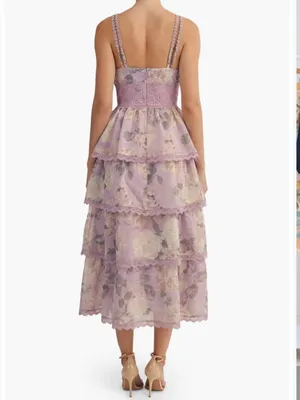 AROSE STUDIO Sylvie Midi Ruffle Tiered Dress thumbnail 2