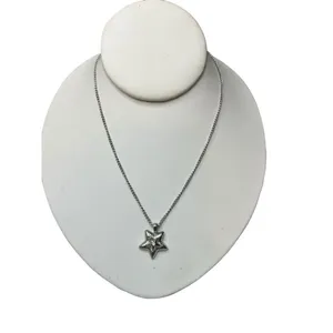 Three silver toned necklace set - guitar pendant, dog paw and square pendant s thumbnail 7