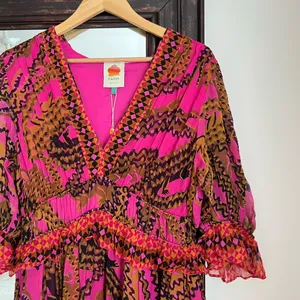 NWT Farm Rio Croco Short Sleeve Maxi Dress Printed Vacation Summer thumbnail 3