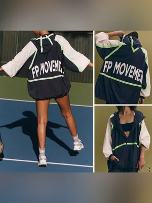 NWT Free People FP Movement Care FP Like The Wind Logo Jacket - midnight navy- M thumbnail 2