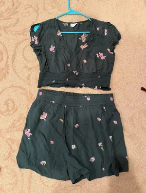 Abound green floral shorts set thumbnail 1
