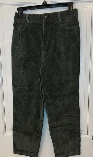 Princess Polly Green/Gray Cropped‎ Corduroy Pants size 4 thumbnail 1