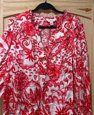 pink silk shirt Red Size M thumbnail 1
